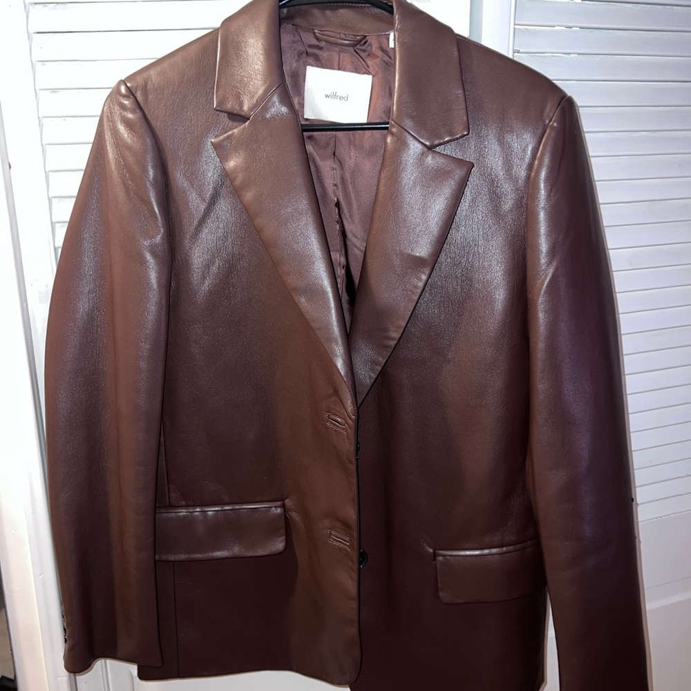Wilfred Brown Leather Blazer